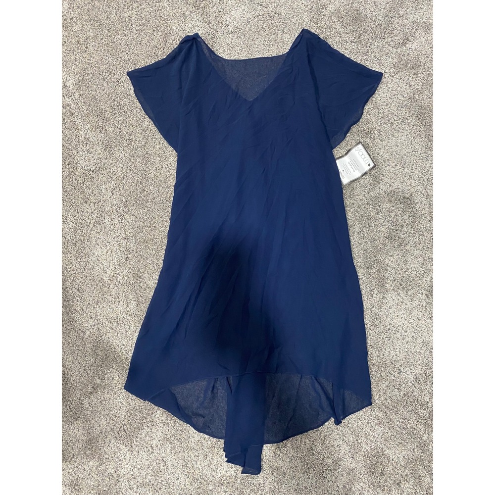 Adrianna Papell Navy Chiffon Overlay Draped Dress AP1D103031